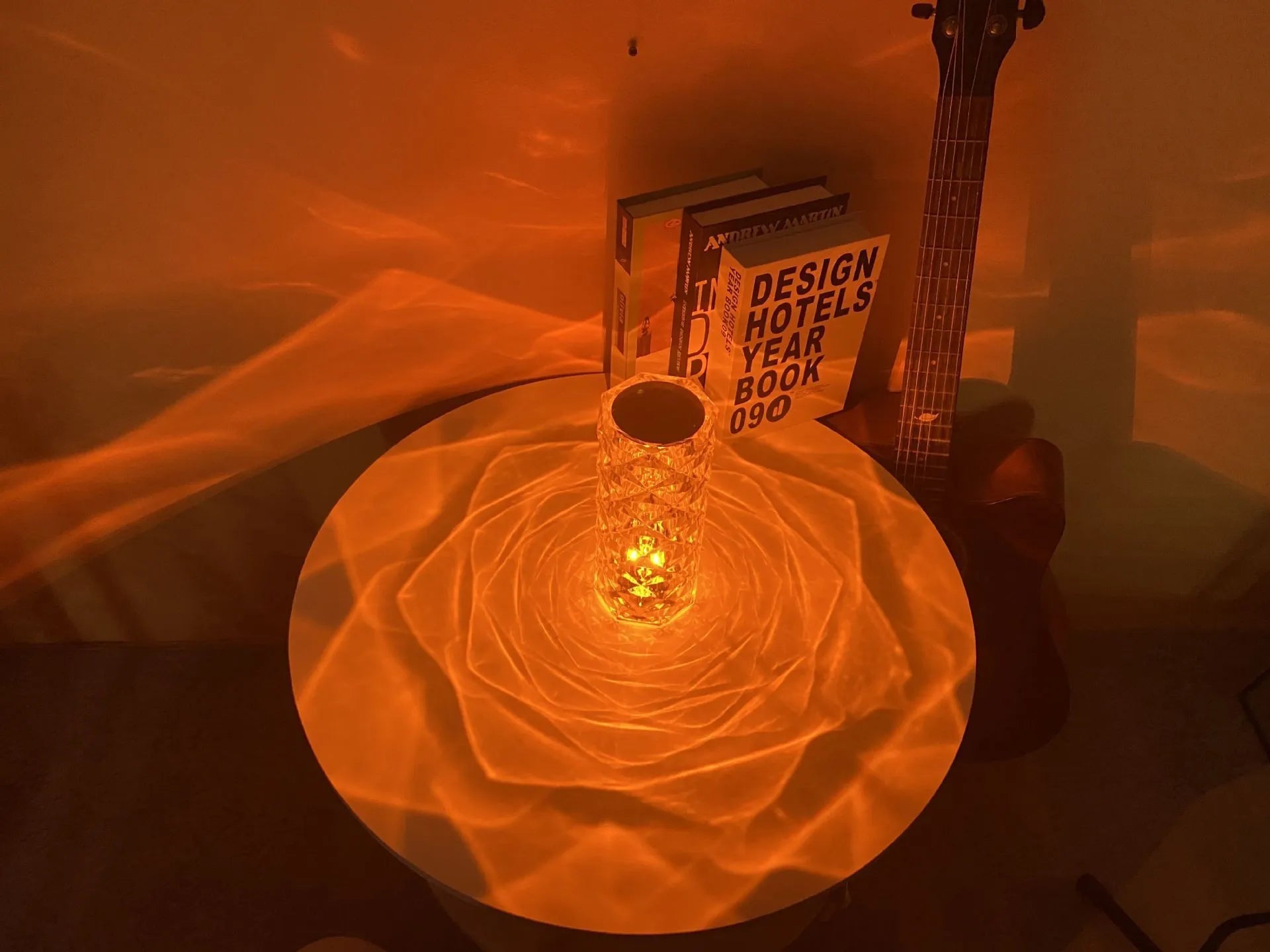 Romantic LED rose diamond table lamp in white light with touch switch, PAMA acrylic construction