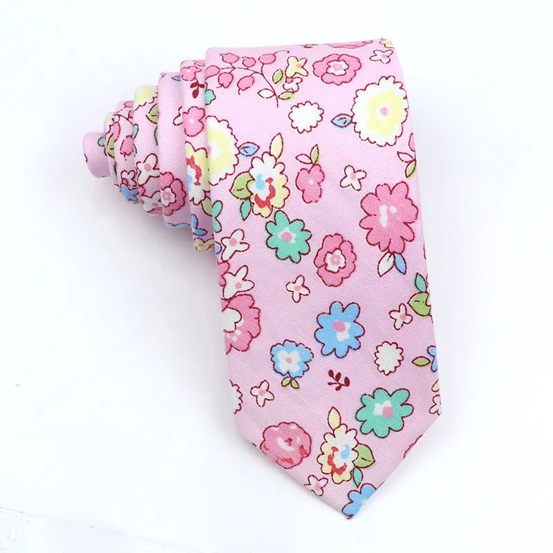 Korean style narrow cotton bow tie with cartoon pattern printing and adjustable neck strap
