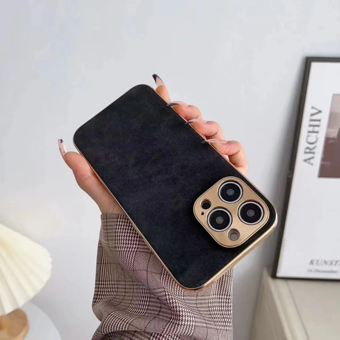 Leather texture phone case in TPU material showing solid colour design for iPhone compatibility