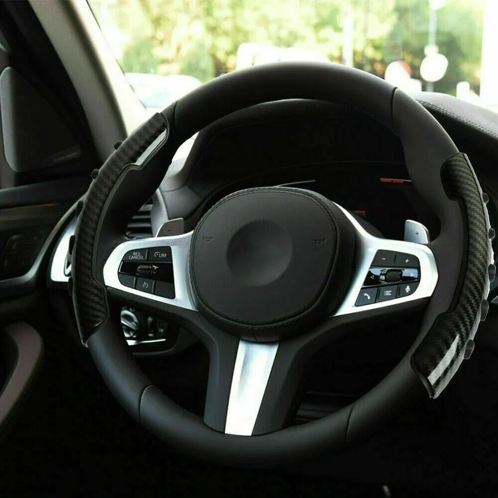 Carbon fibre black steering wheel anti-slip sleeve for 38cm diameter fit on most car models