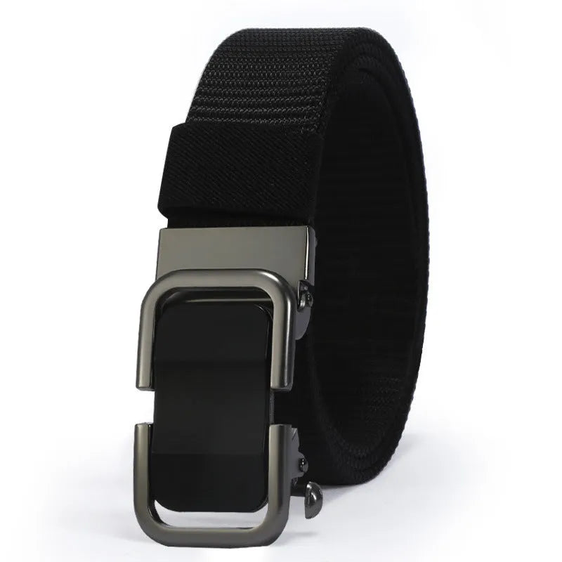 Men's nylon canvas slide belt with toothless adjustment buckle in multiple colour options