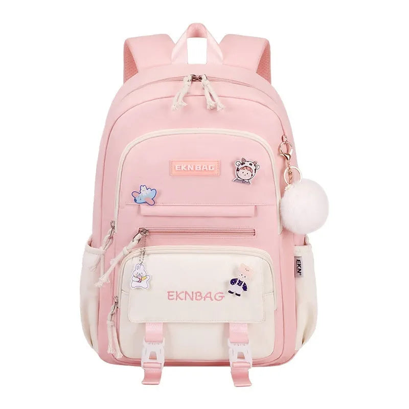 Waterproof Oxford cloth school backpack for girls with curved shoulder straps and spine protection system
