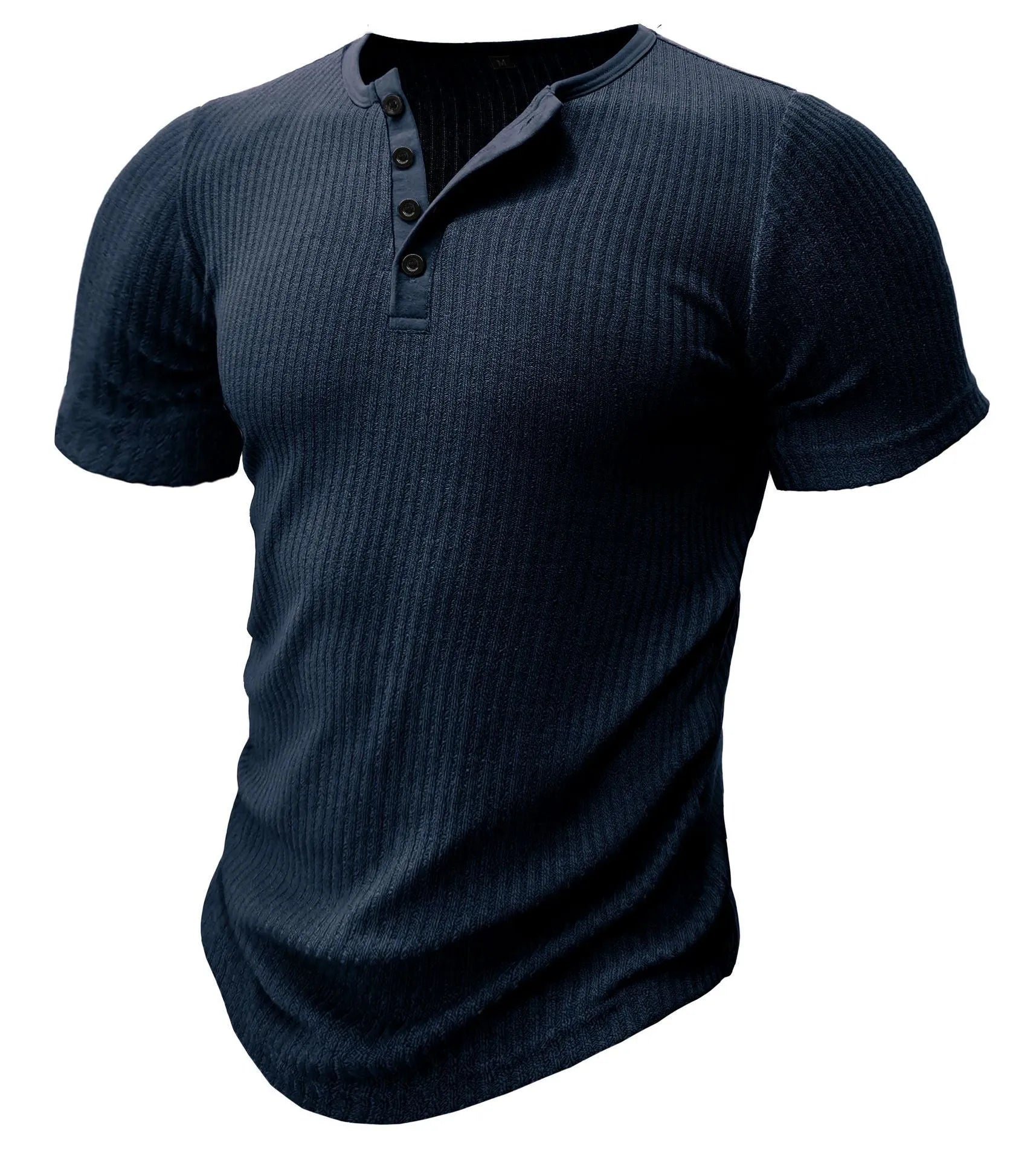 Men's slim-fitting solid colour muscle t-shirt in polyester fabric for sports wear.