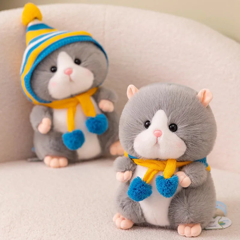 Djungarian hamster plush doll in brown, 25cm height, soft polyester fibre fabric with PP cotton filling