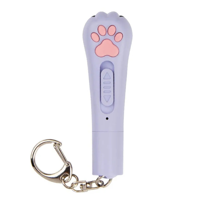 Infrared cat teasing wand with laser pointer and LED moonlight lamp showing pet footprints design