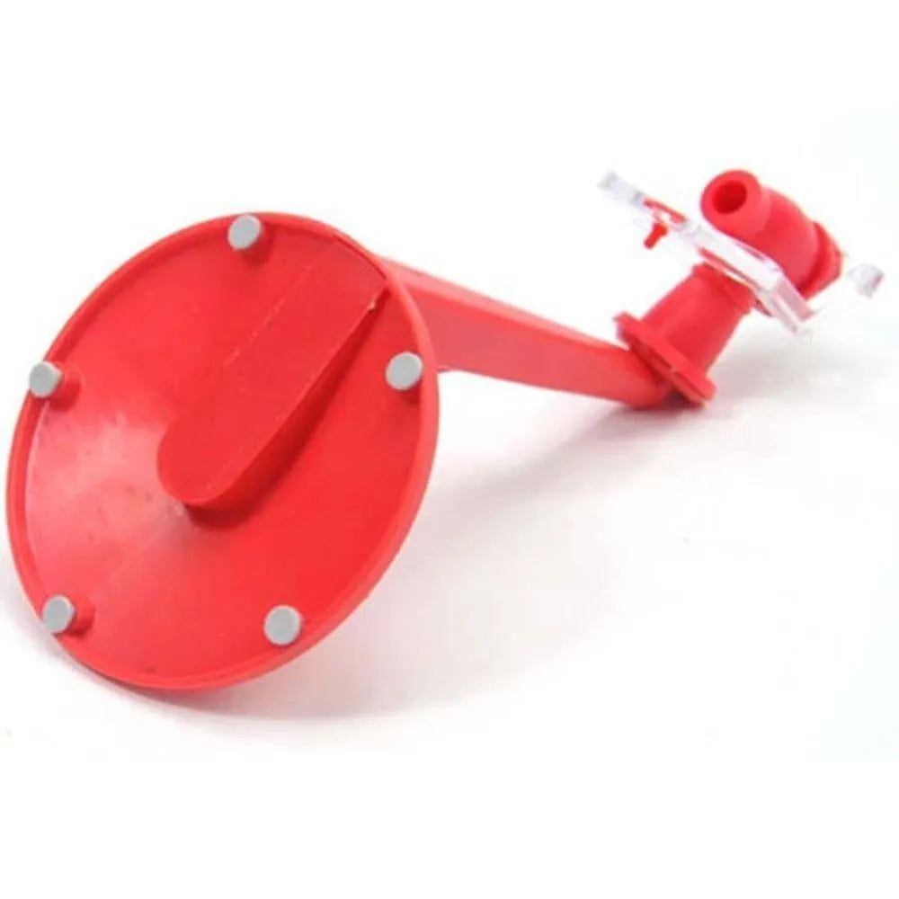 Red plastic Magic Tap soda dispenser attached to 2-litre bottle for push-button pouring