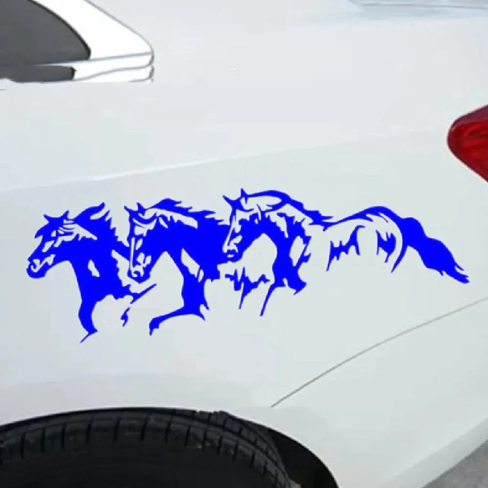 Black steed design car decal sticker measuring 25cm by 8cm on a white background.