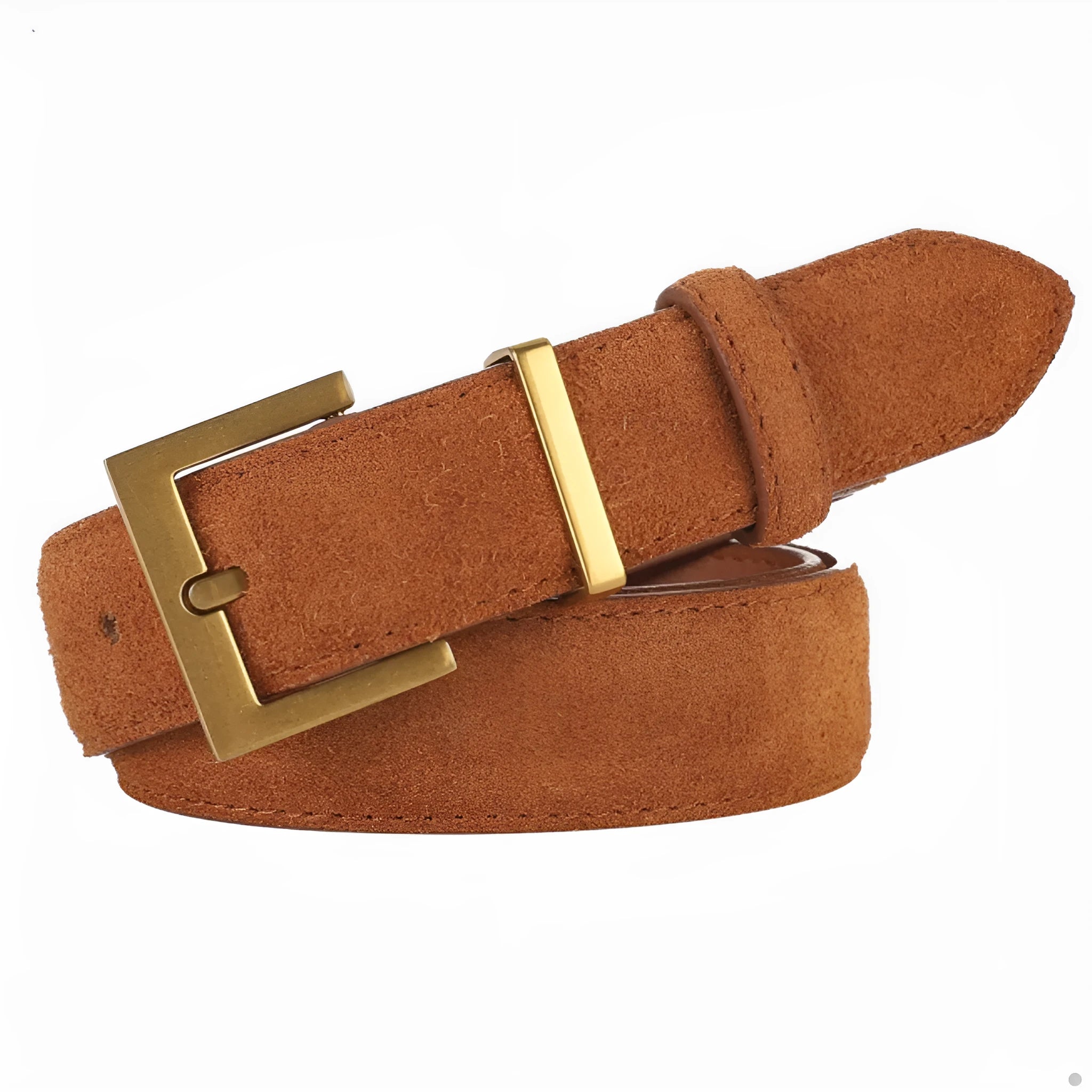 Ladies' leather pin buckle belt with quadrilateral alloy buckle in four colour options