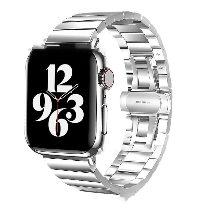 Stainless steel watch strap with bamboo bow buckle for Apple Watch 42mm size