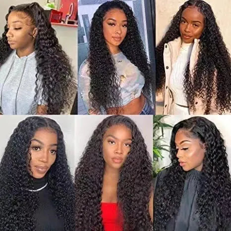 Fluffy big wave half headgear wig in long curly style with side bangs, black colour option