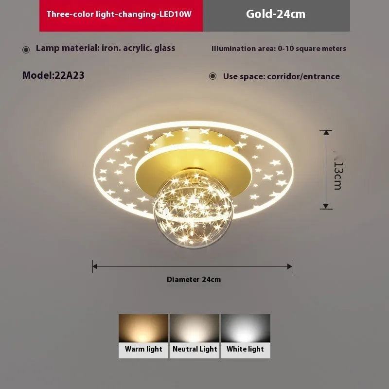 Modern simplicity style LED ceiling lamp in gold, black or white for hallways.