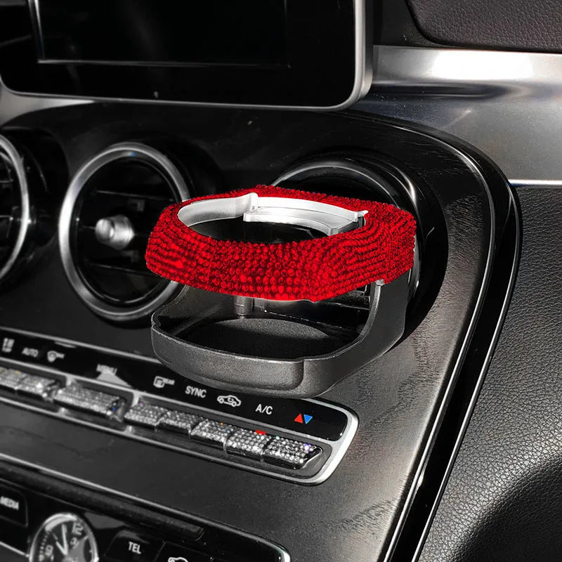 Diamond decorated car water cup holder bracket mounted on air vent
