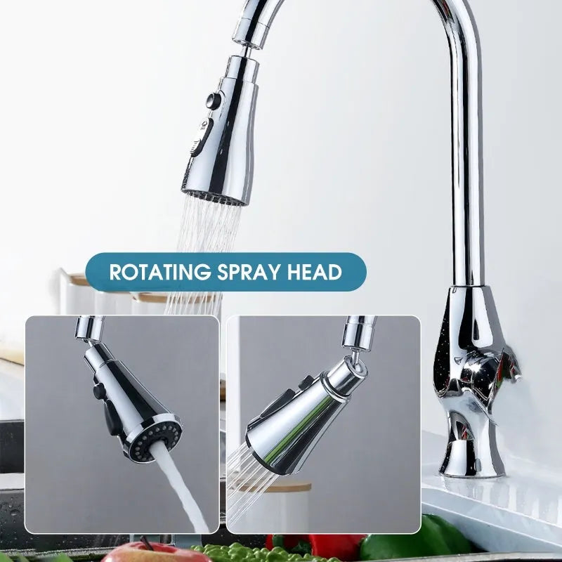 Universal pressurised kitchen faucet sprayer with 360-degree rotating nozzle in matte black finish