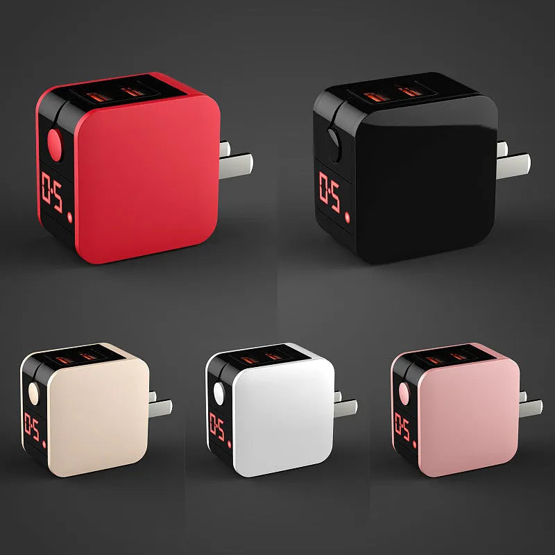 5V 2.4A dual USB fast charging wall travel adapter with digital display showing voltage output