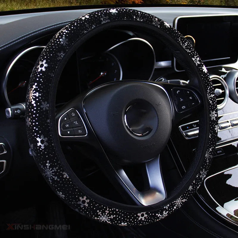 Hot Gilded Snowflake car steering wheel cover in Korean style flash gold for 37-38cm universal fit