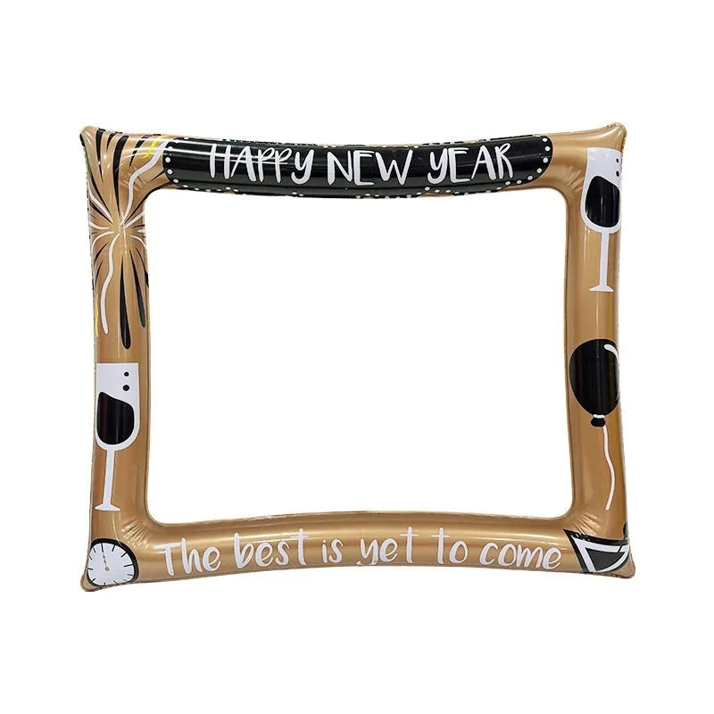 Large inflatable Christmas photo frame with festive holiday designs for group photography