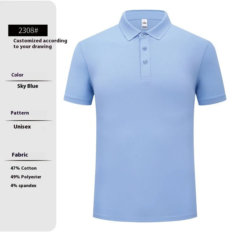 High-end workwear polo shirt for men summer short sleeve cotton blend solid colour regular fit