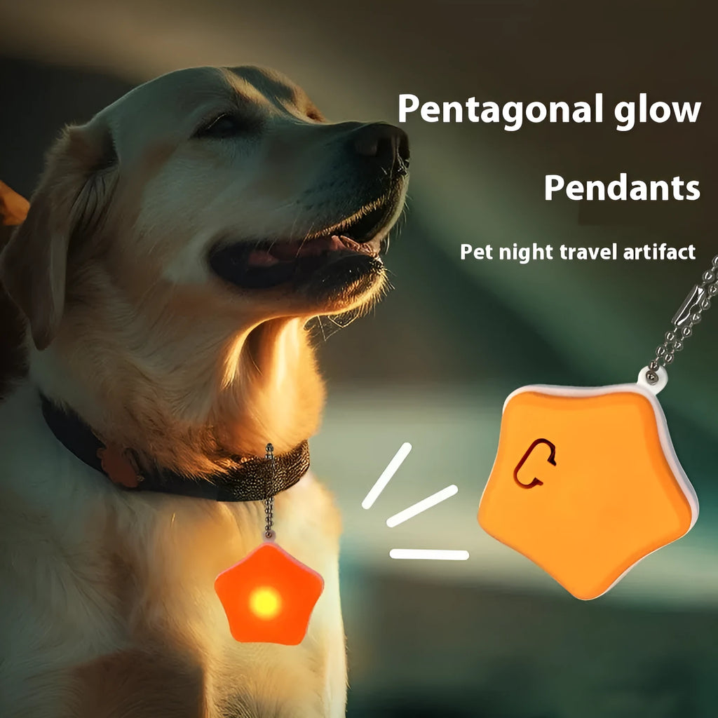 Blue rechargeable silicone pendant light for pets with three lighting modes