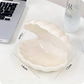 White porcelain decorative tray with integrated small night lamp, pink shell option available.