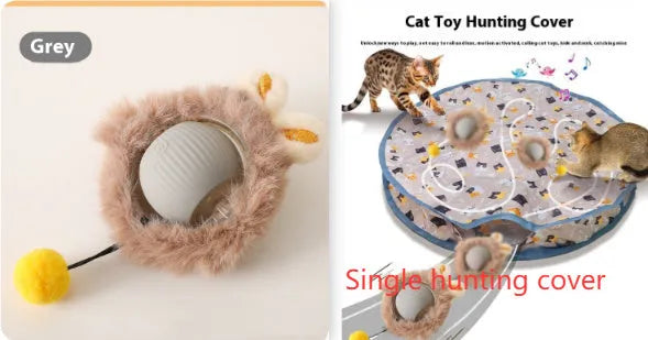 Silicone rolling cat toy ball available in red, green, and grey colours
