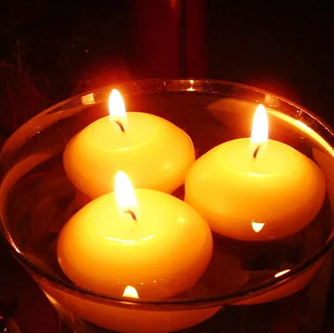 Ivory white floating candle, cylindrical paraffin wax, pack of ten, for wedding ceremony props