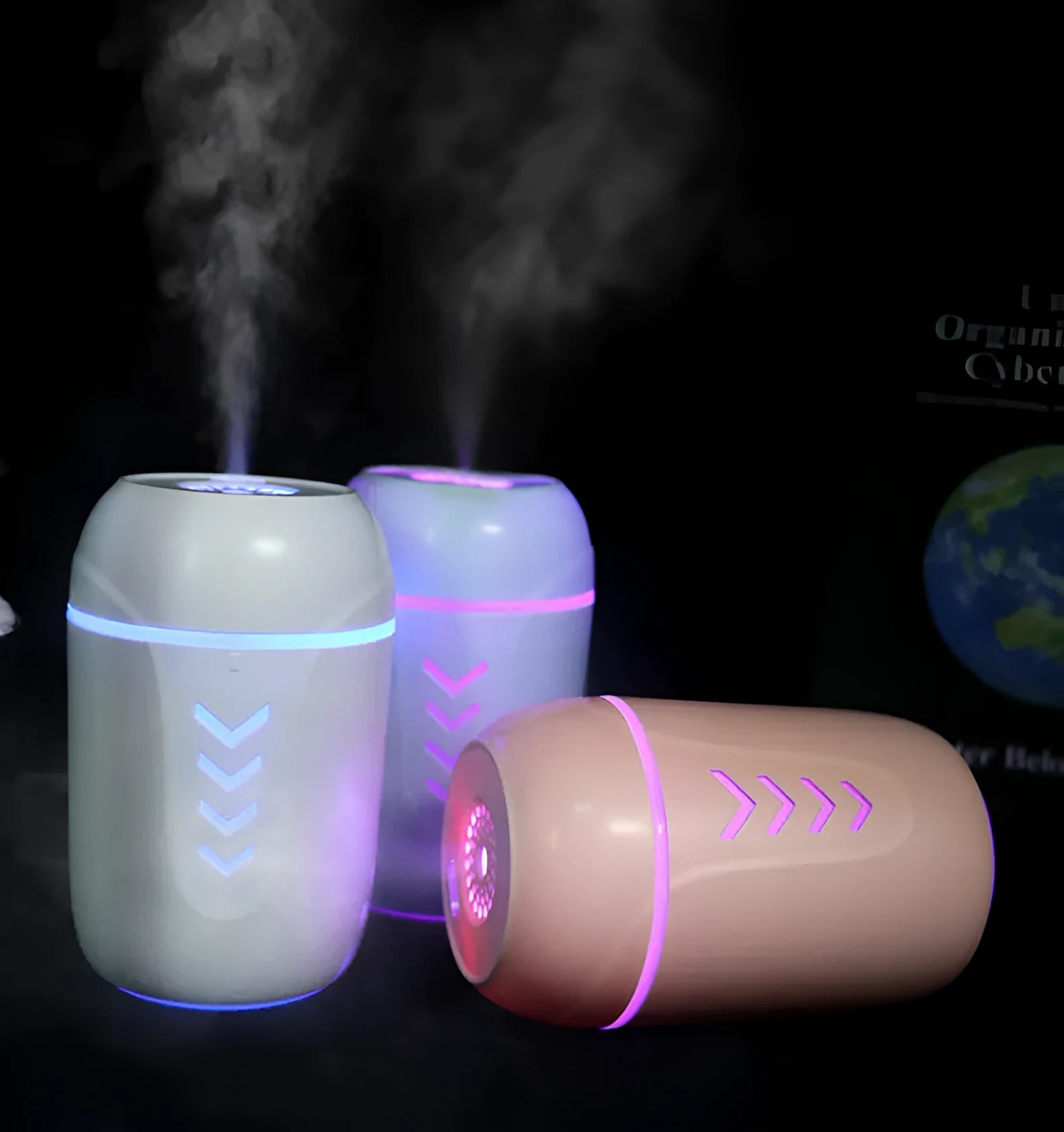 X3 portable car humidifier in columnar shape with 200ml tank, shown in blue colour