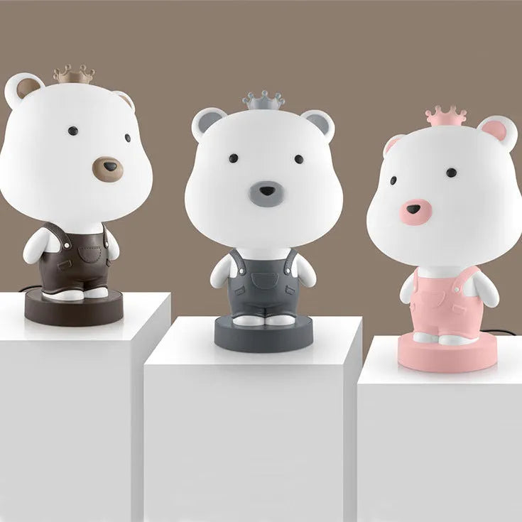 Animal cartoon table lamp with plastic shade and LED light in bear, cattle, rabbit, or tiger designs