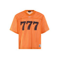 Men's loose retro-style short sleeve T-shirt in black, shown on a hanger.
