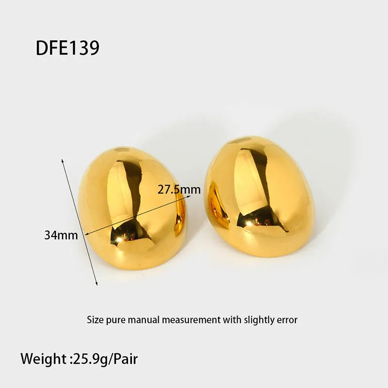 Geometric line ear studs with 18K gold electroplated finish and glazed surface on stainless steel