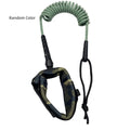 Close-up of a coiled high-strength pulp rope for use as a surfboard hand holding tether.
