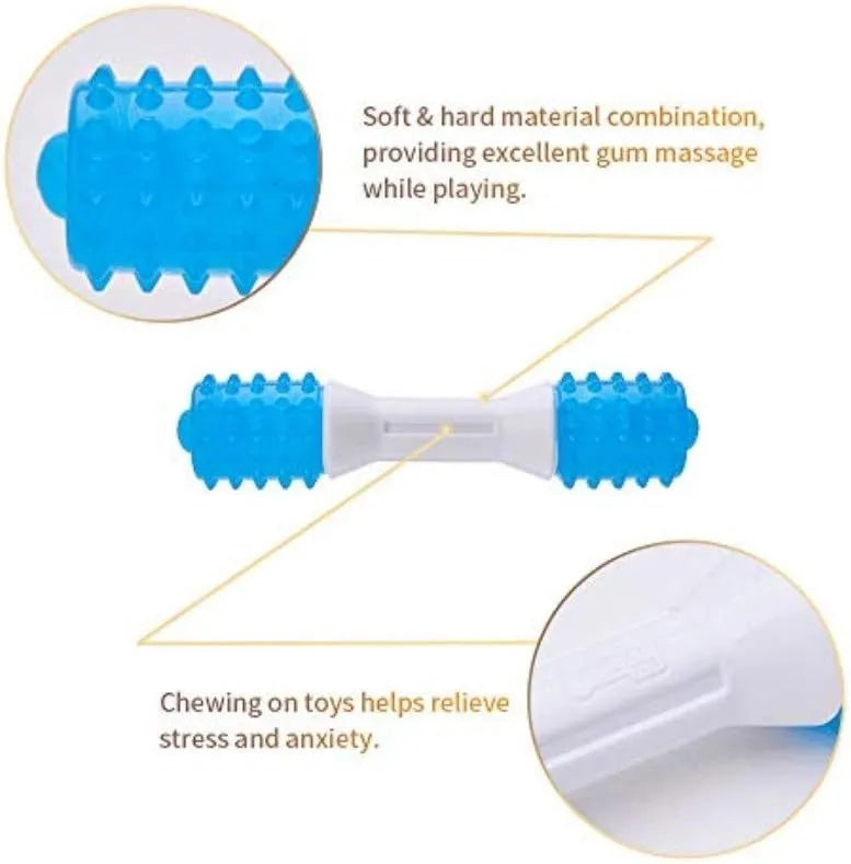 Dual-colour puppy teething chew toy made from TPR and PU rubber for dogs aged 2-8 months