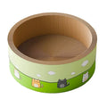 Large round deep-pit cat scratching board made from brown corrugated paper.
