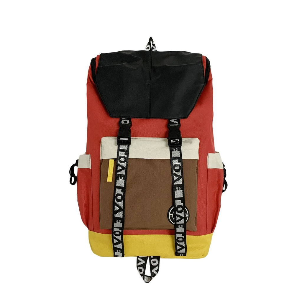 Oxford cloth backpack in black, green, or red, showing handheld and shoulder straps