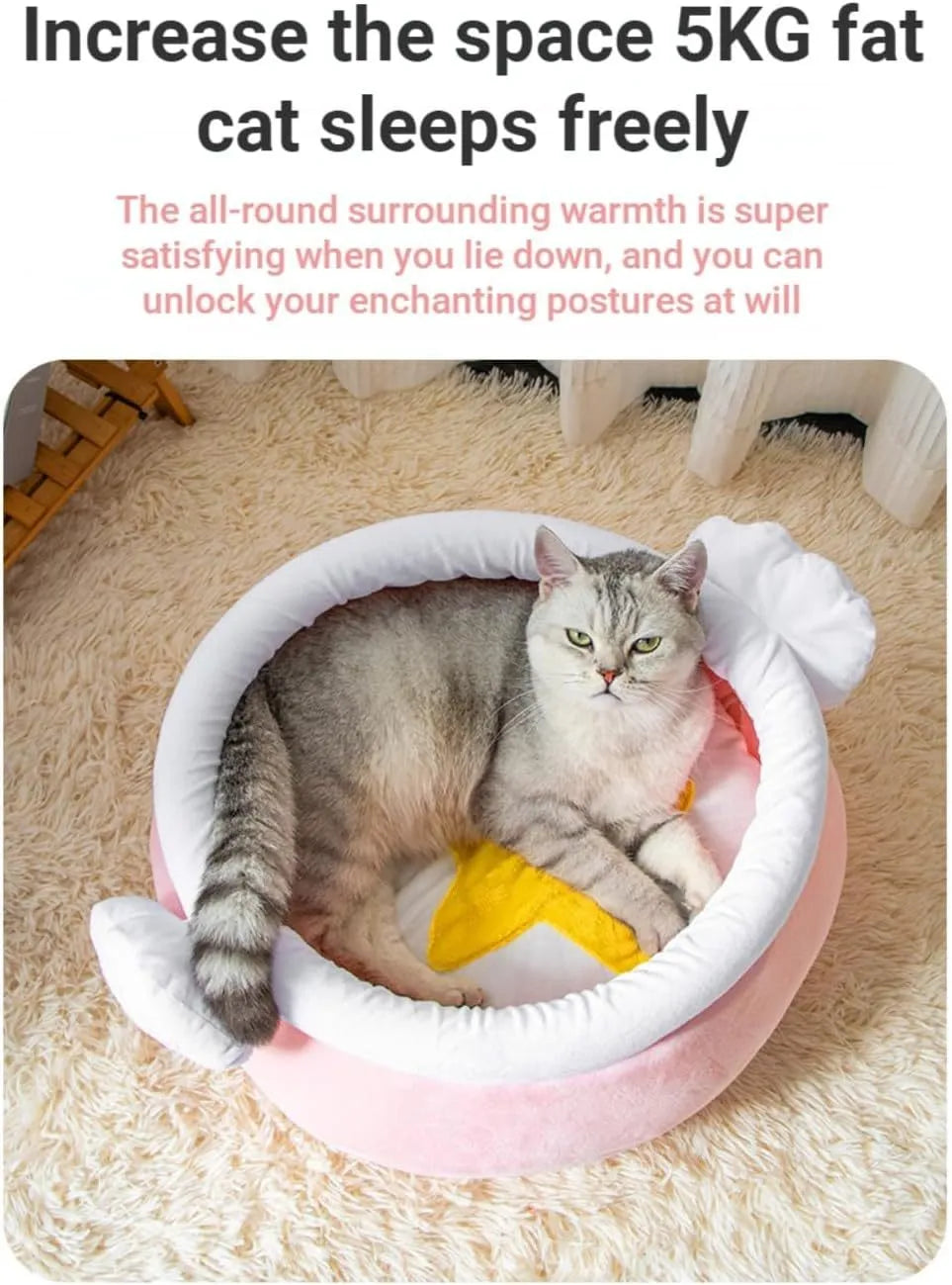 Pink honey pot-shaped cat bed with magic wand design and a soft, removable inner cushion.