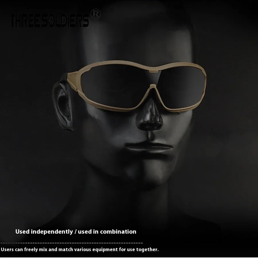 Outdoor fishing sand-proof goggles with plastic full rim frame, transparent lens, sports style, available in black mud army colour
