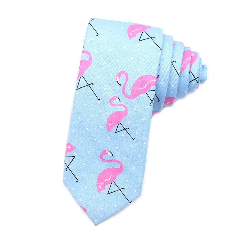 Korean style narrow cotton bow tie with cartoon pattern printing and adjustable neck strap
