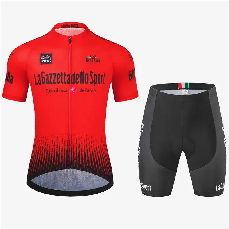 Patterned short sleeve cycling jersey for men and women in quick-dry polyester fabric.