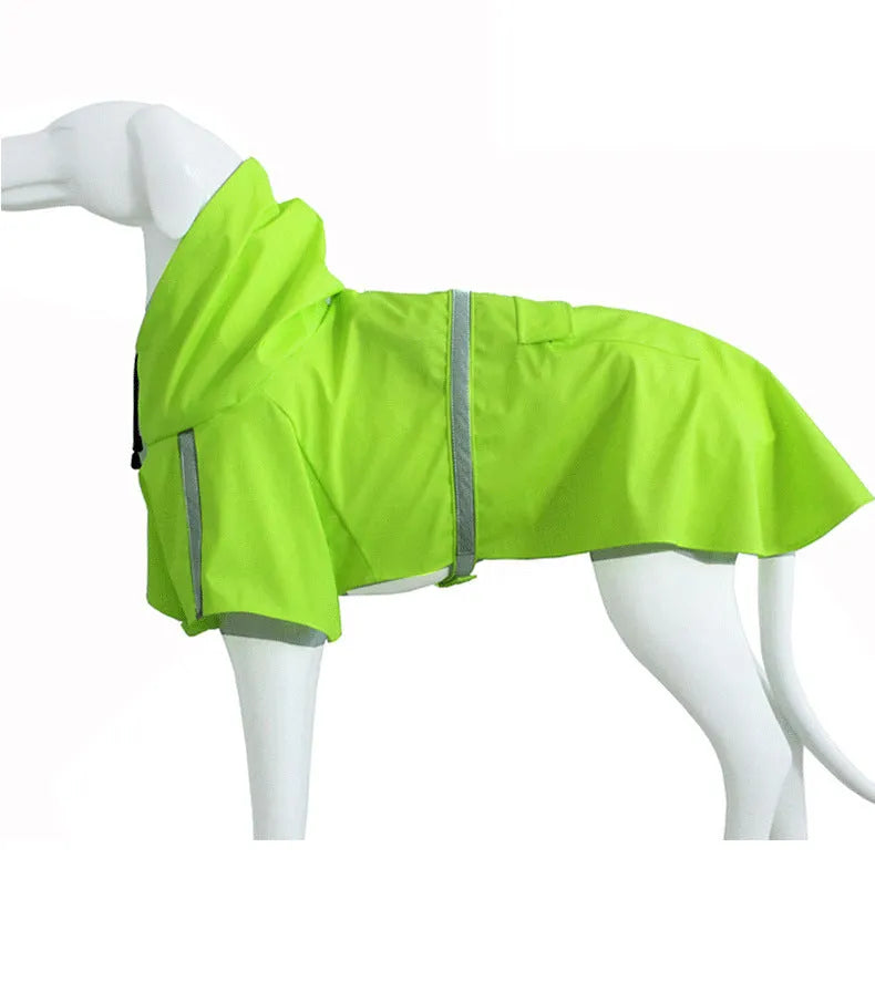 Windproof rainproof PU pet raincoat in blue for dogs and cats with adjustable fit