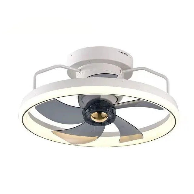 Modern simple ceiling fan lamp with light, 50cm diameter, shown in a selection of colours.