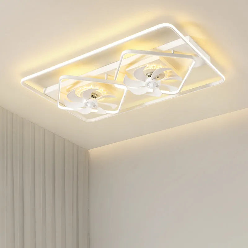 Modern thin suction ceiling fan lamp with light, 1100mm diameter with acrylic shade and plastic blades