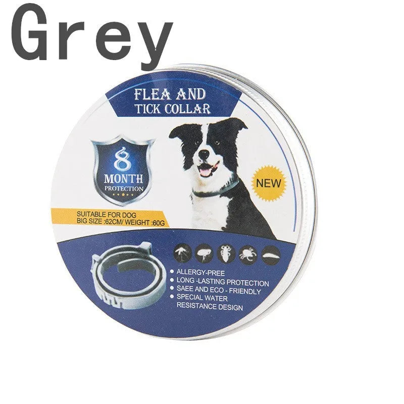 Adjustable pet anti-mosquito collar for cats and dogs, made with TPR silica gel and natural plant extracts, waterproof design