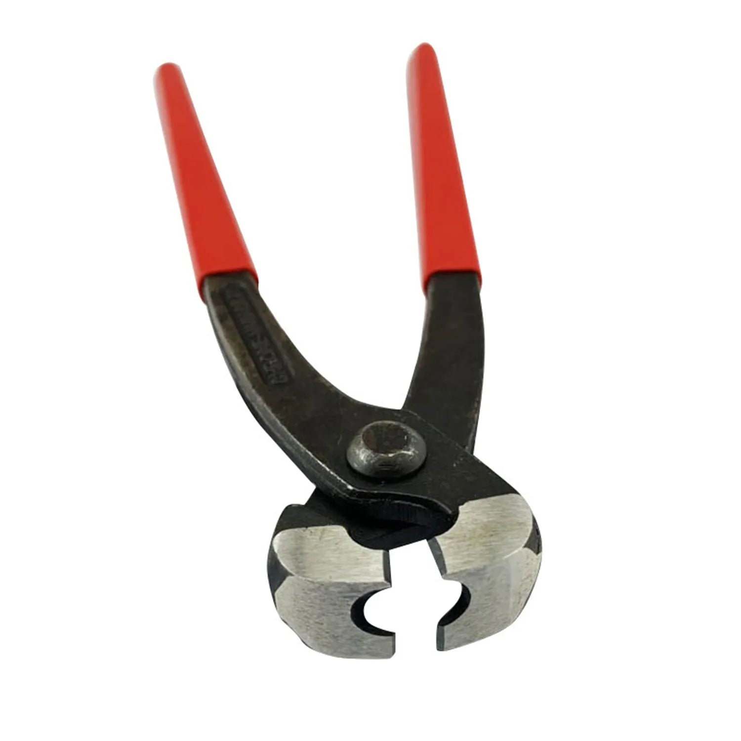 Red cloth finished single ear metal pipe clamp with carbon steel cutting edge.