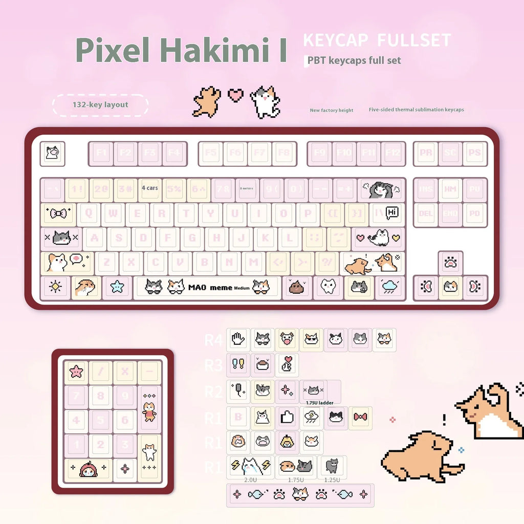 Theme Sublimation Pixel Hakimi Key Cap in PBT with pixel design, 32x20x12mm, standard mechanical keyboard keycap