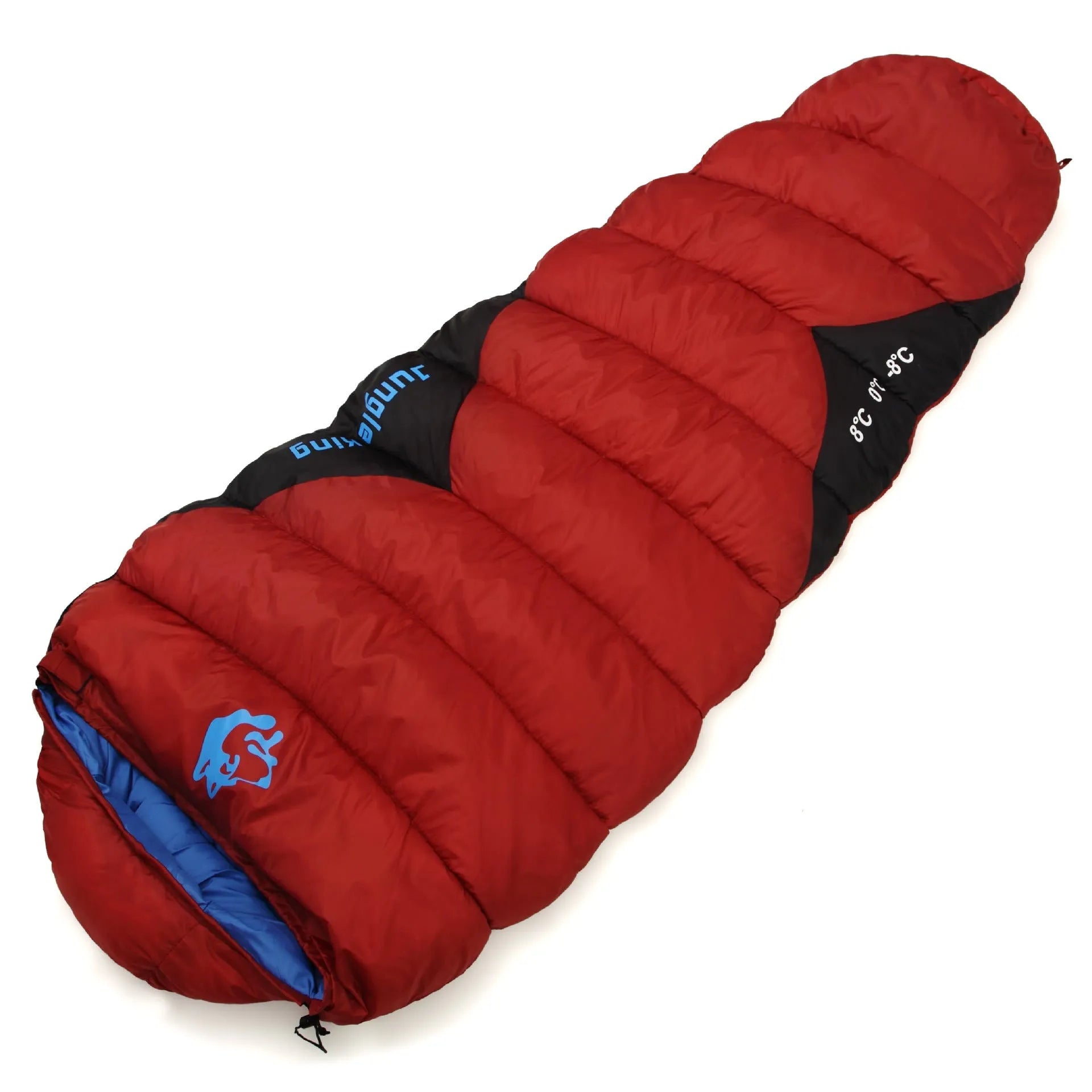 Camping sleeping bag with compression sack in Army Green colour for winter use.