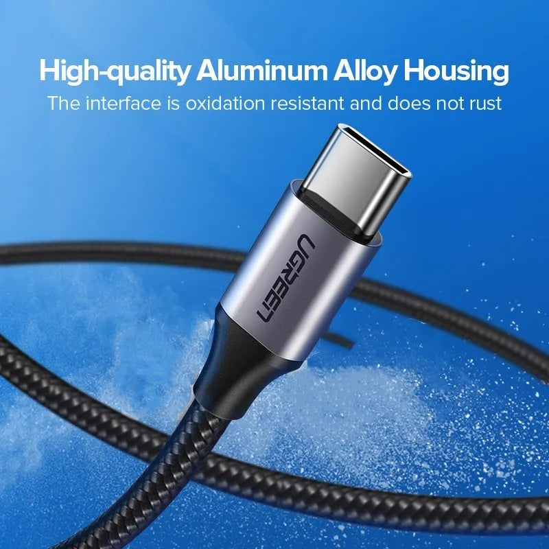 Ugreen nylon braided USB Type-C cable 3A fast charging black alloy connector