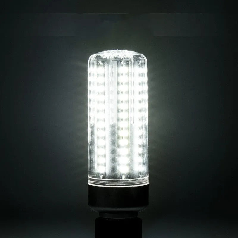 E26 E27 25W aluminium LED corn lamp showing dimensions and warm white or white light options