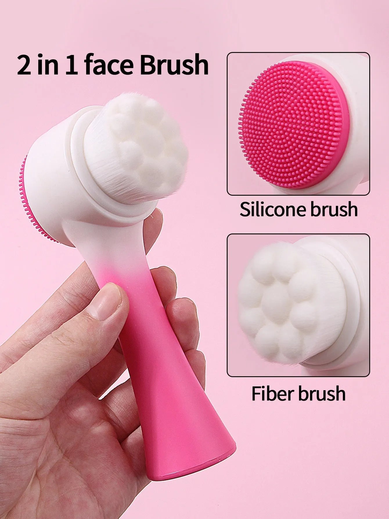Facial brush set with coral fleece hairband in multiple colour options including purple, grey, white, and pink