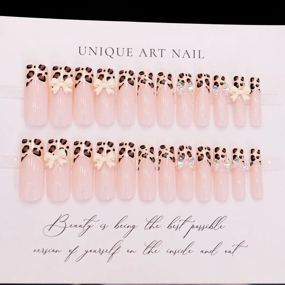 Leopard print butterfly nail art kit with plastic pieces and charms in WM296 colour for ladies manicure