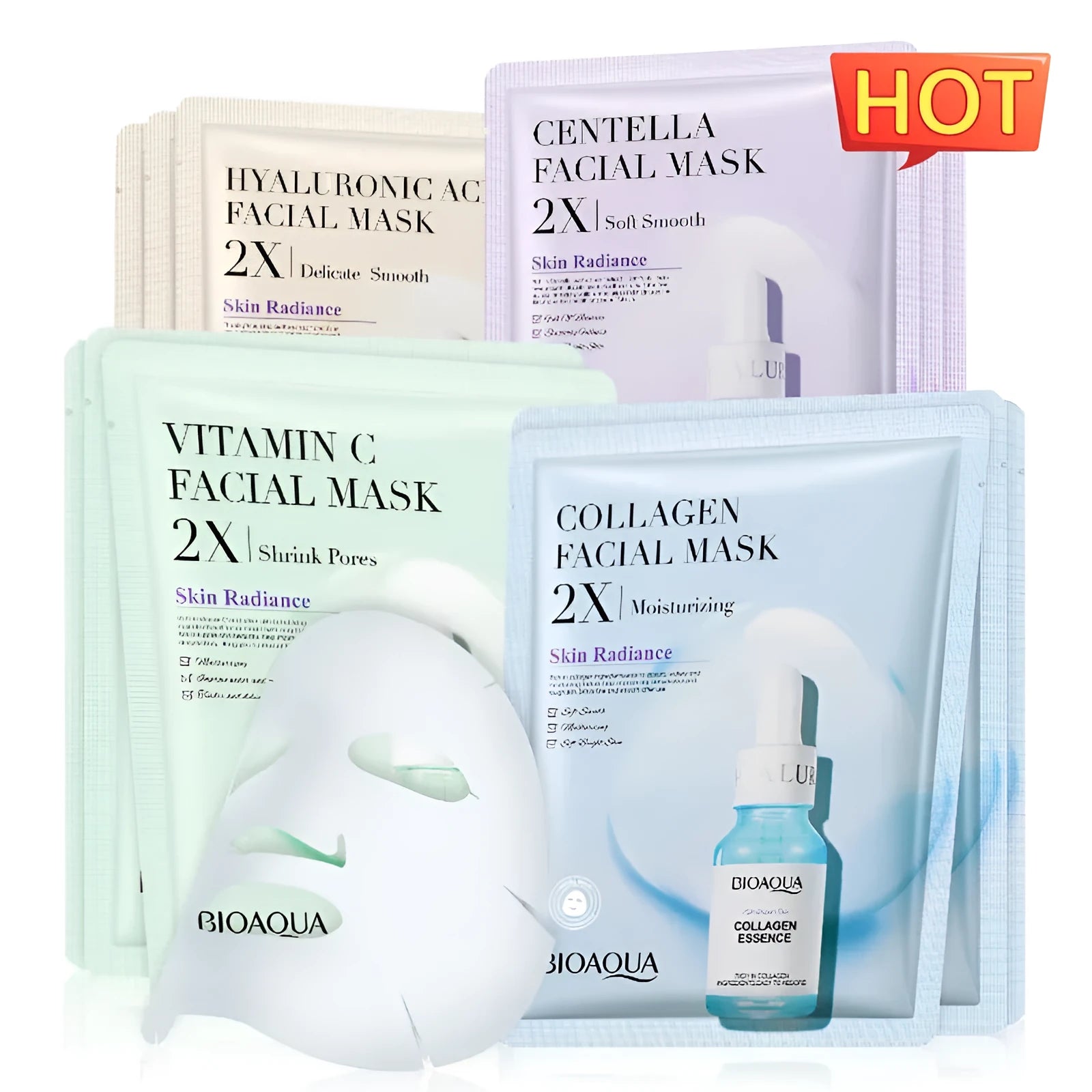 Collagen and hyaluronic acid gel facial sheet mask 30g single use