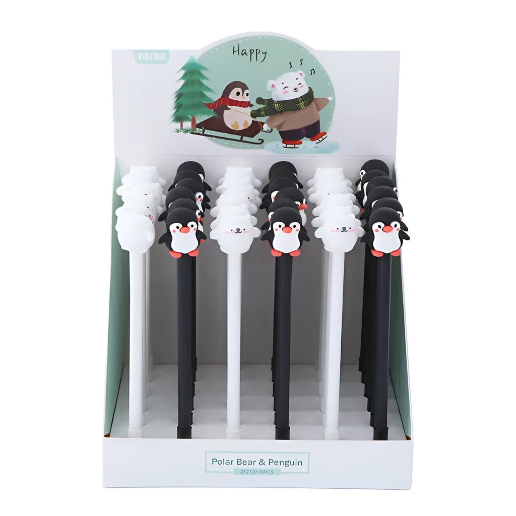 Korean cartoon penguin design silicone gel pen with 0.5mm black ink refill